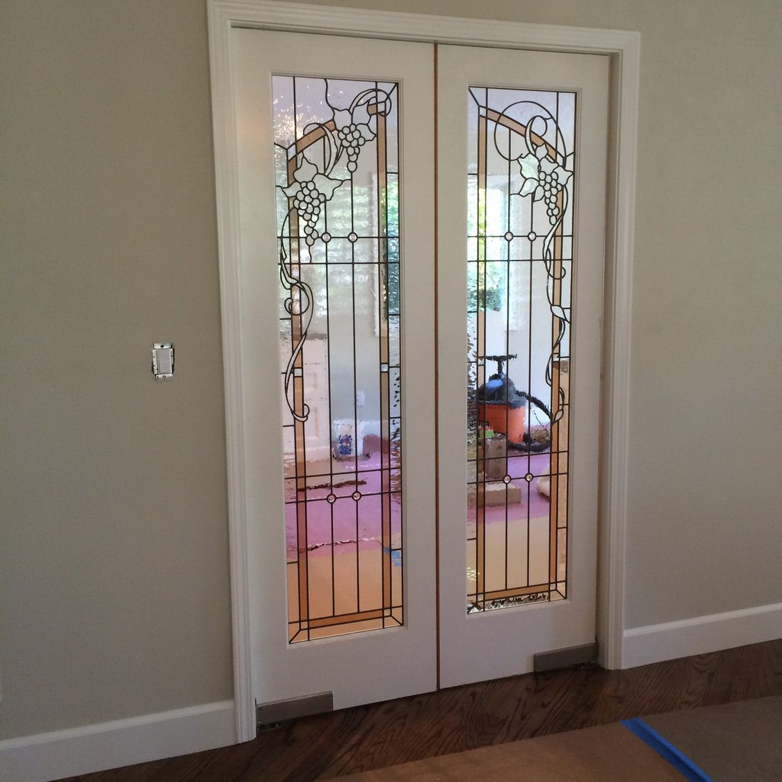 Stained Glass Swing Doors with a Wine Motif