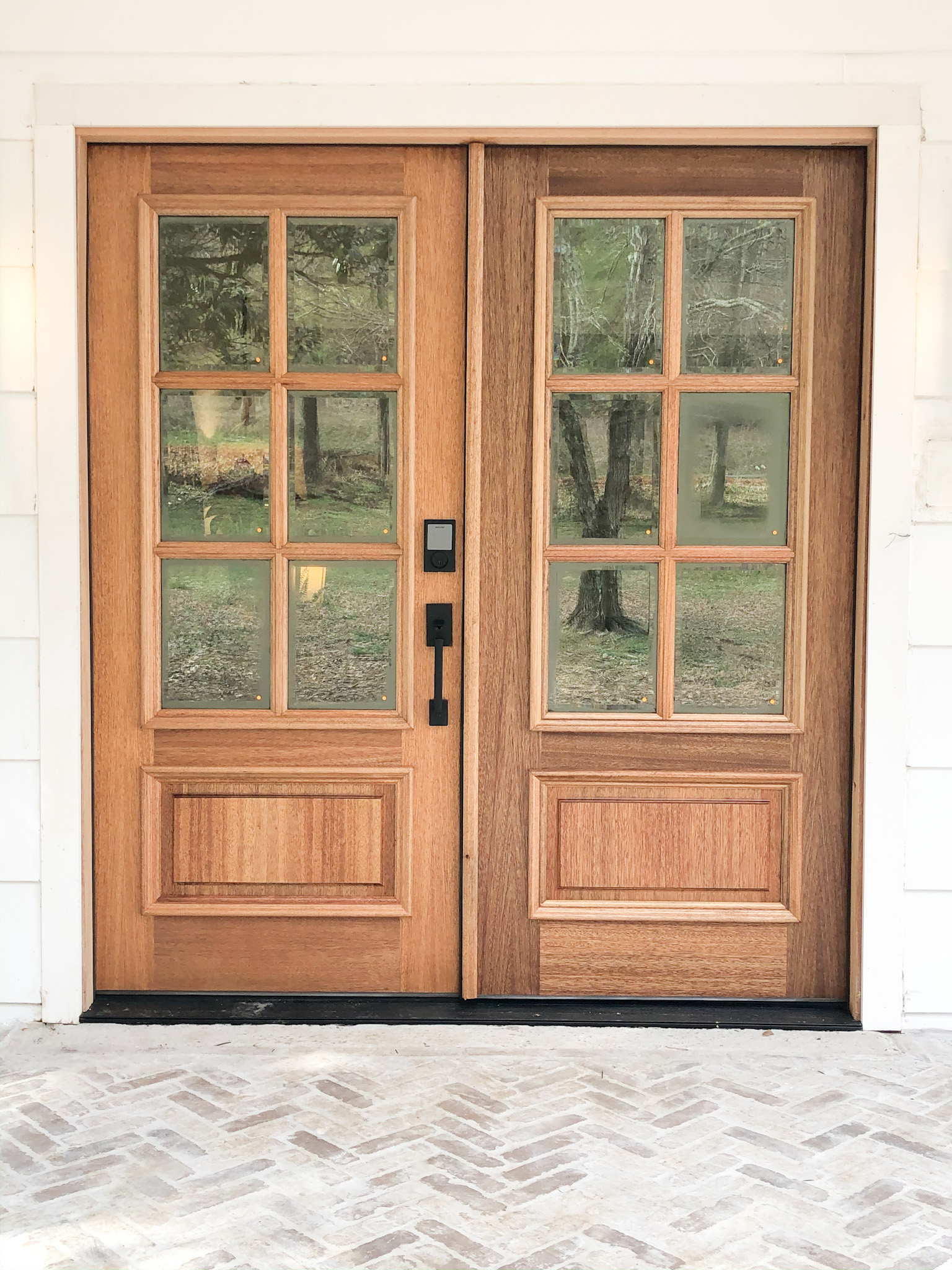 Stained Wood Double Entry Doors