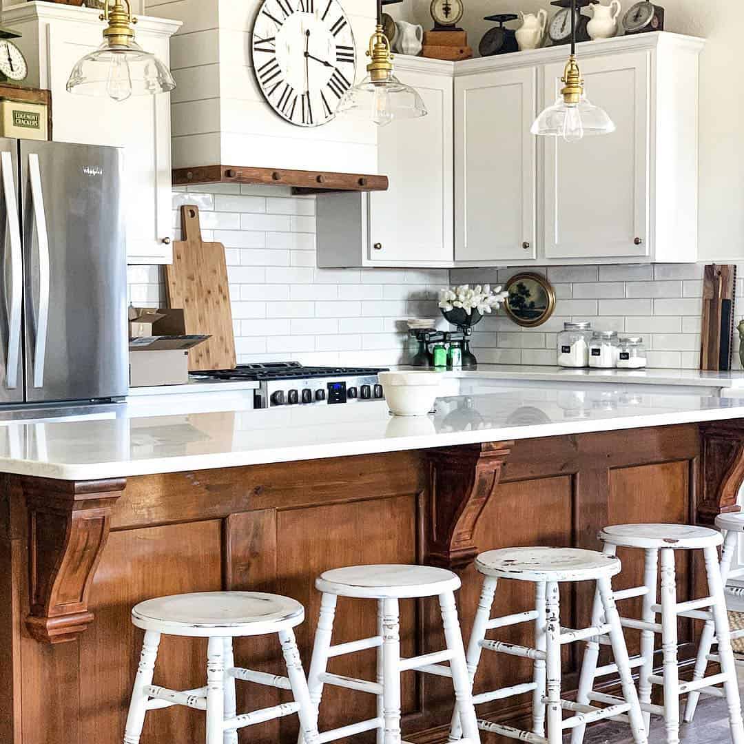 Subway Tile Wall and Vintage Lighting