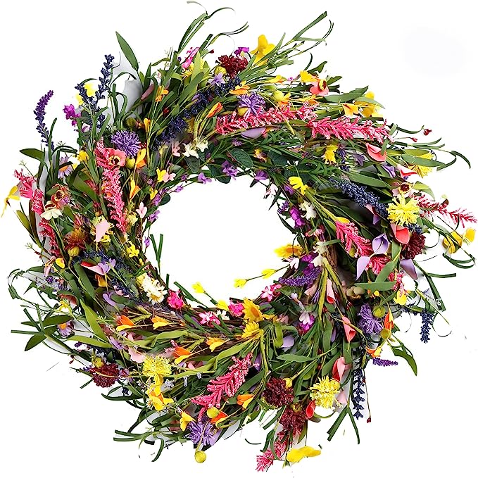 The Sggvecsy Daisy and Lavender Wreath