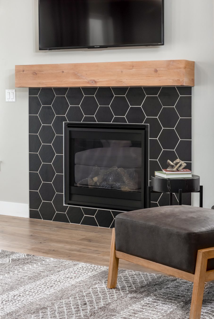 Tiny Hexagon Covered Fireplace