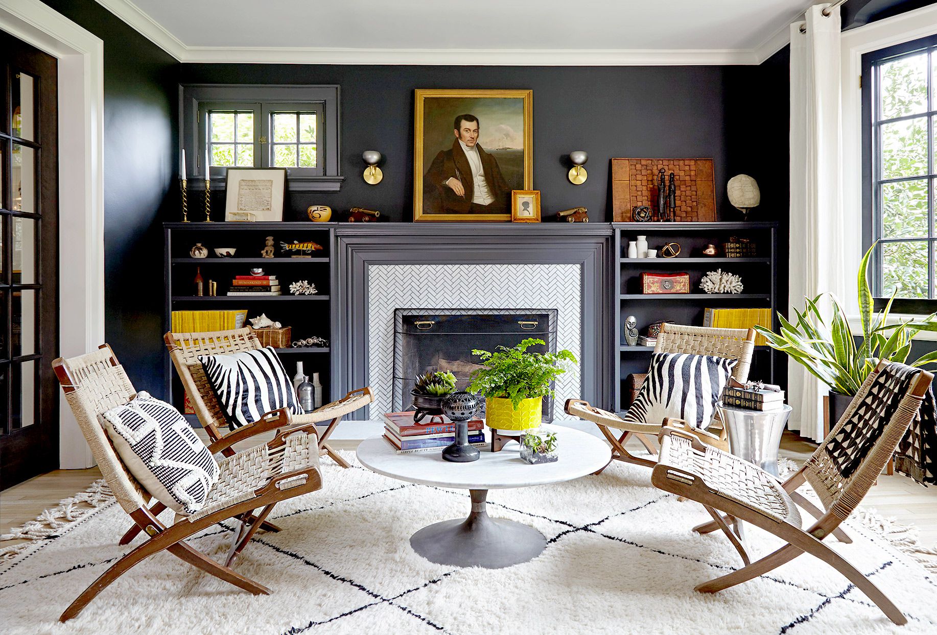 Two-Toned Statement with Black Fireplace