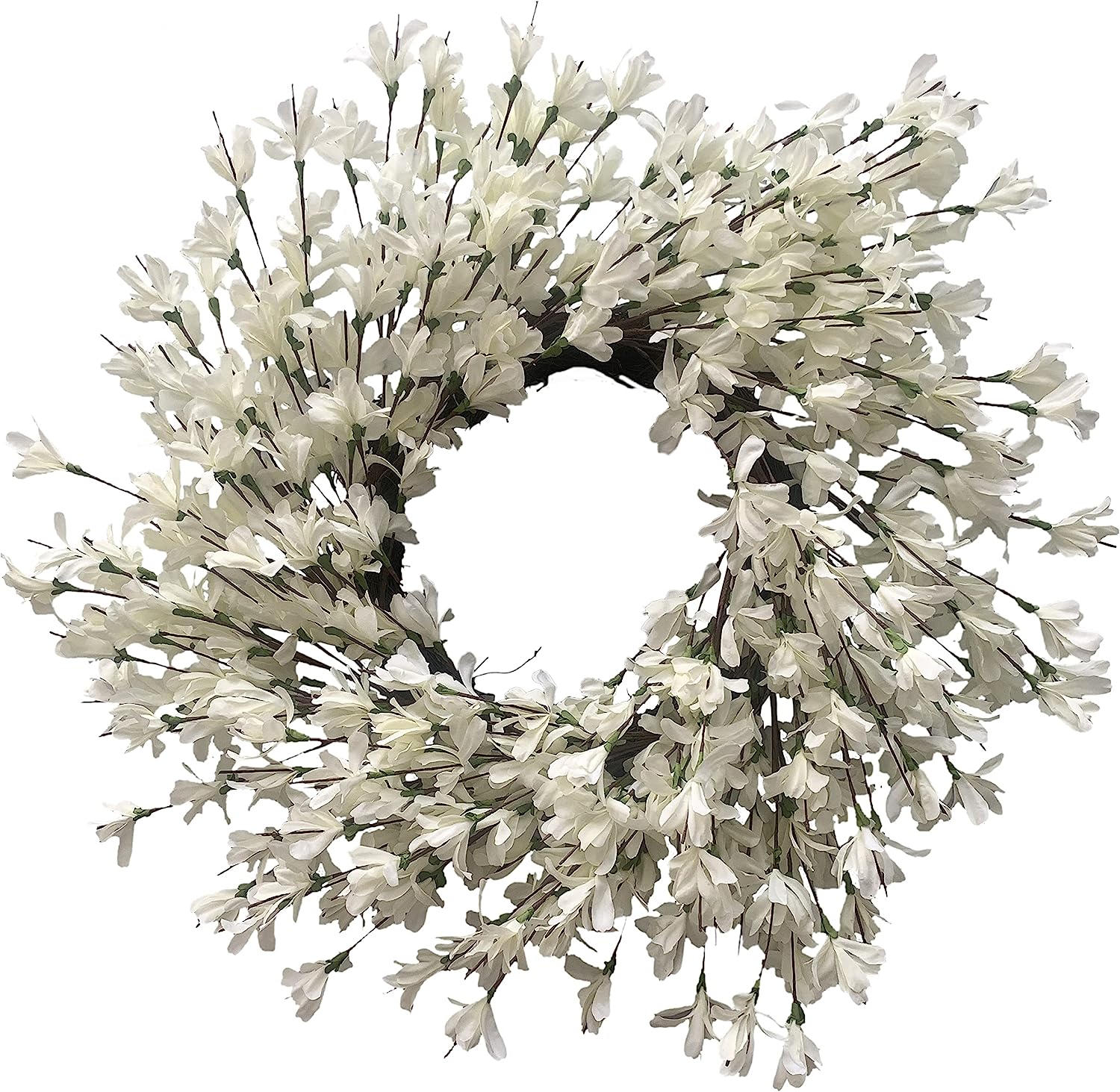 White Cream Forsythia Wreath