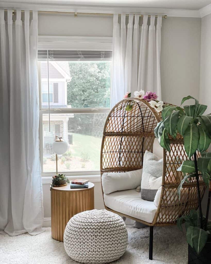 White Curtains with Adornments in Gold