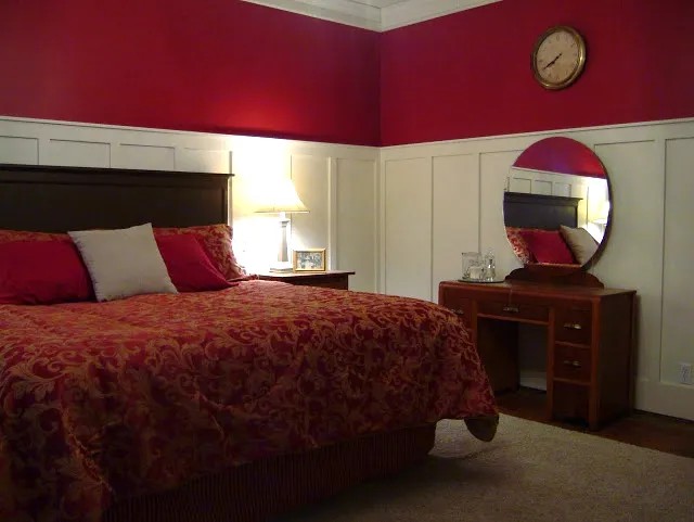 White Half Batten Wall with Red Wall