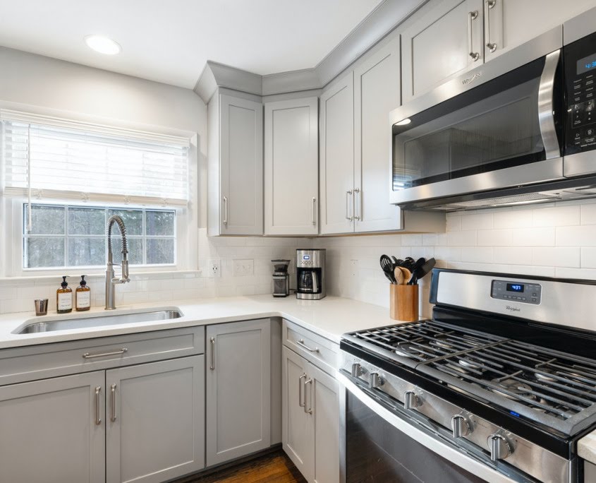 White on White Subway Tile Backsplash