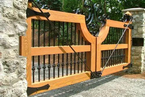 Wrought Iron Wooden Gate